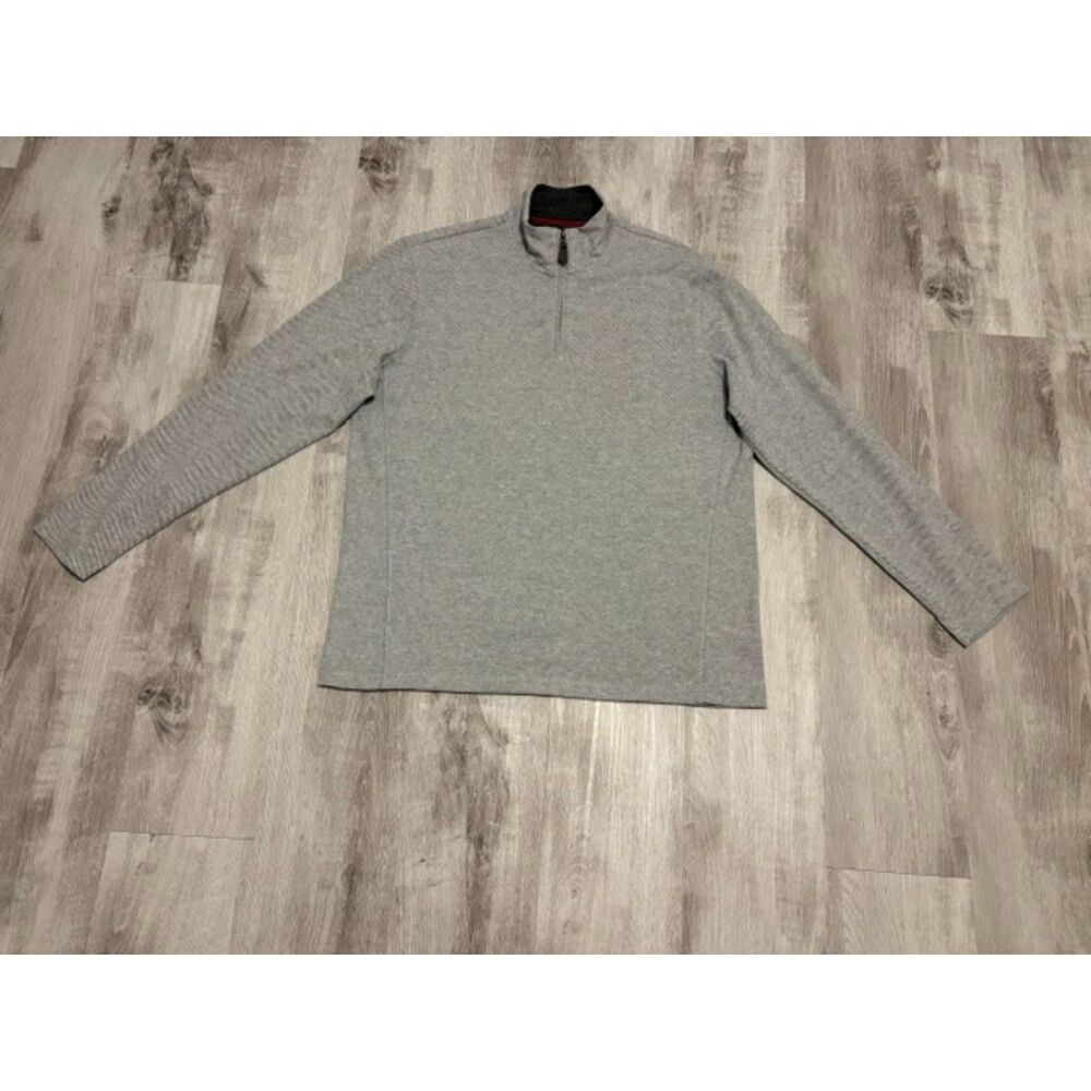 CHAPS Quarter Zip Fleece Pullover Gray Men's L Long Sleeve